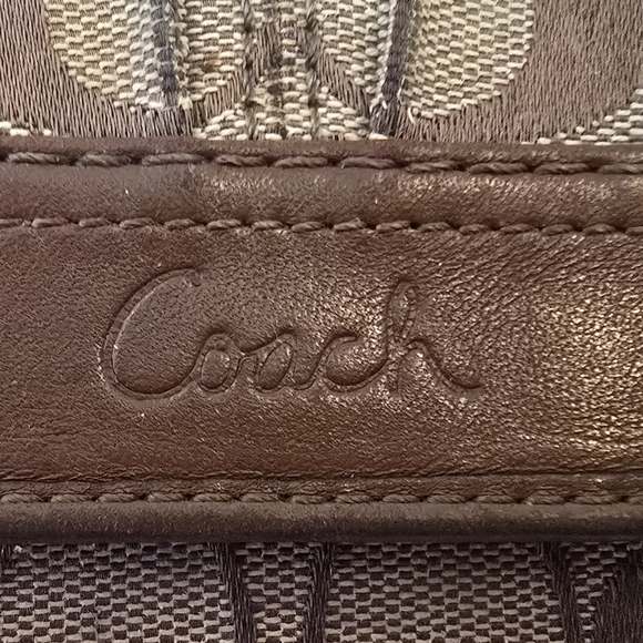 Vintage Coach Brown Leather Canvas Trifold Wallet with Snap Closure - Picture 2 of 8